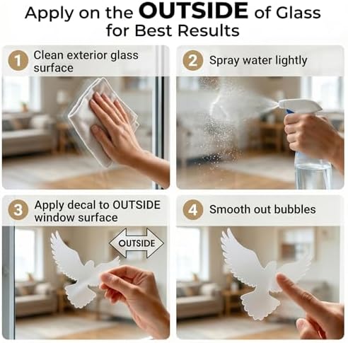 6 Sheets Anti-Collision Window Stickers Decals - Bird & Leaf Patterns, Prevent Bird Strikes, Glass Door Protection, Home Decor - 5