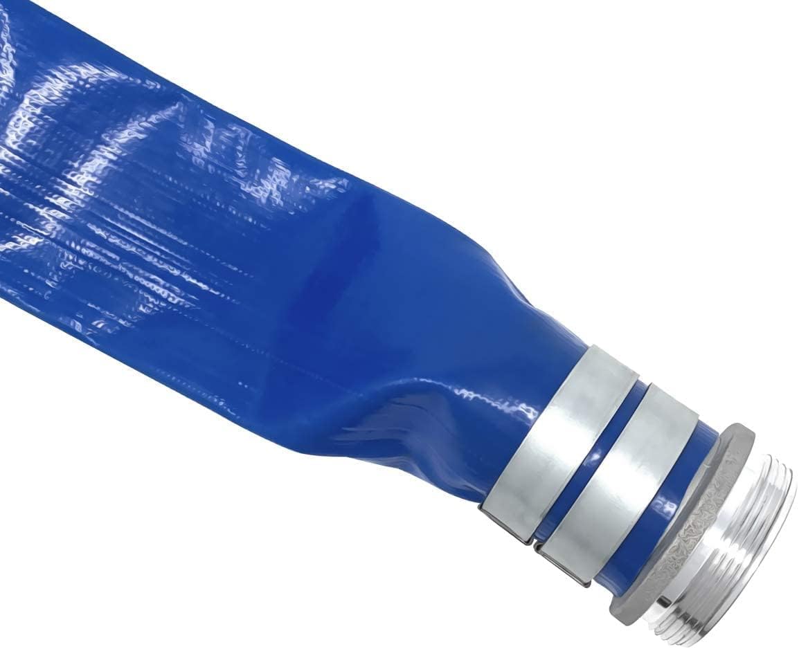 Gloxco 3" x 100′ Blue Lay Flat PVC Discharge Hose Assembly with Aluminum Pin Lug Fittings : Industrial & Scientific