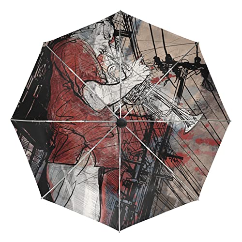 Parapluie Jazz Trompette élégant avec ouverture automatique et toile anti-UV haute densité