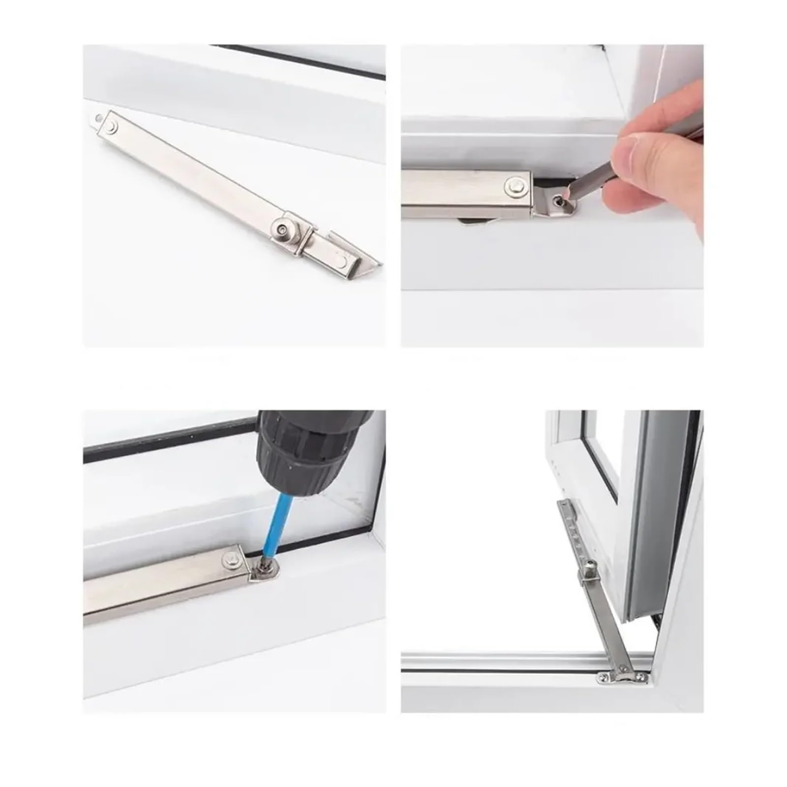 Limitador Apertura Ventanas 2PC Telescopic Windproof Brace Stopper Stainless Steel Window Support Children Safety Lock Angle Controller Limiter(Style 2)
