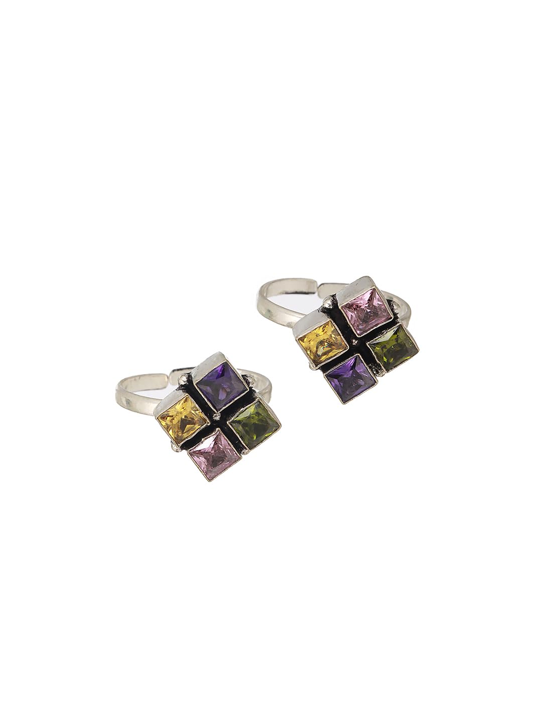 Multi Stone square Toe Ring-image-25