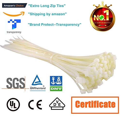 Premium Heavy Duty 18 Inch White Clear Cable Ties 100 Pack, Industrial Durable Strong Plastic Zip Ties- Indoor Outdoor Garden Ties Use (18",100 Pcs, White) #TOP1