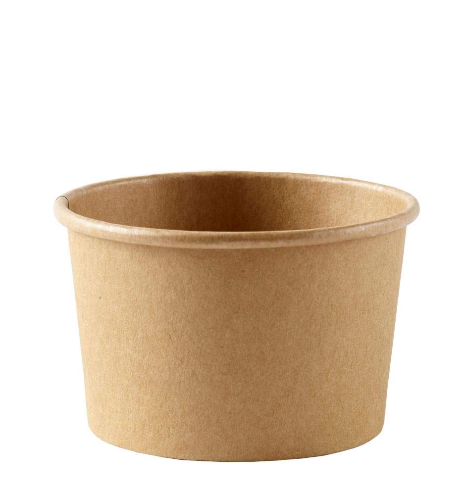 8oz Brown Takeaway Soup Container, Disposable Dessert Bowls For Hot Or Cold Food, Leak-resistant Bulk Ice Cream Cups, For Soup, Frozen Yogurt, Brown, Recyclable, Great For Diners (100)