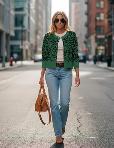 Image of Ziesexy 2026 Leopard Cardigan Womens Button Up Sweaters Long Sleeve Cheetah Print Cropped Cardigan Jackets