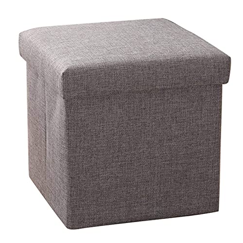 Pouf de rangement pliable en lin, repose-pieds multifonction
