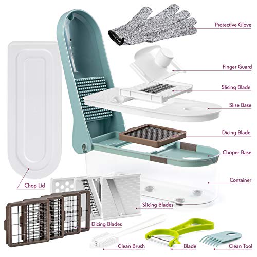 Multiple Vegetable Onion Chopper Mandoline Slicer - Food Cutter, Dicer, Grater, Shredder - No BPA Kitchen Gadgets, Tools and Accessories - Durable Stainless Steel Blades - Non-Slide Rubber Lid - Thumbnail 3
