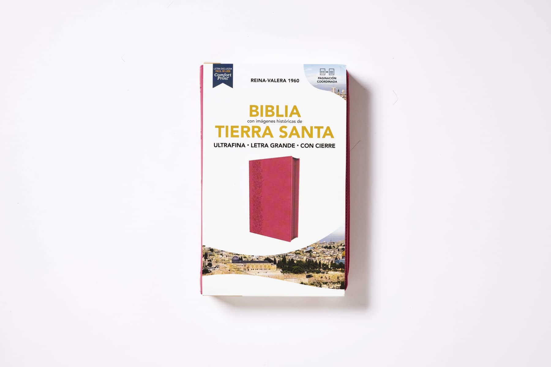 RVR60, Santa Biblia, Tierra Santa, Letra grande, Leathersoft, Fucsia, con Cierre, Palabras de Jesús en Rojo, Comfort Print (Spanish Edition)