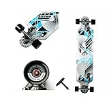 WiiSHAM 42 Inchs Professional Speed Downhill Drop Through Complete Longboard Skateboard with Free T-Tools