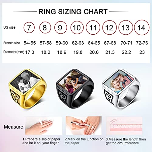 Custom4U Personalized Rings for Men,Photo & Name Engraved Sizes 12 - image 4