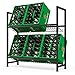Rainsworth Scaffale 2 Livelli con Supporto a Griglia, Scaffale Metallo Larghi 103cm per Vino Bevande Birra Scatole, Portabottiglie Vino per Garage Cucina con Gambe Regolabili per Pavimenti Irregolari