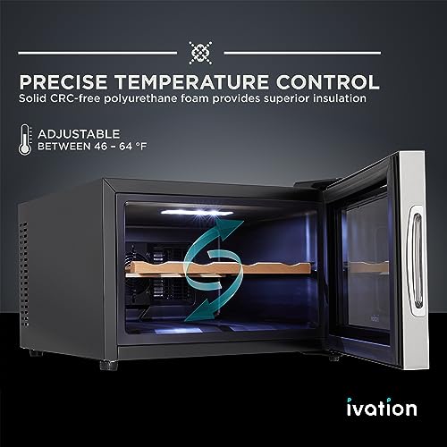 ivation premium stainless steel 8 bottle horizontal thermoelectric wine coolerchiller counter top red amp white wine cellar wdigital temperature freestanding refrigerator quiet operation fridge