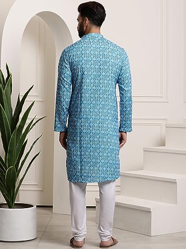 Image of SOJANYA (Since 1958 Men's Cotton Print Kurta & Churidar Pyjama Set