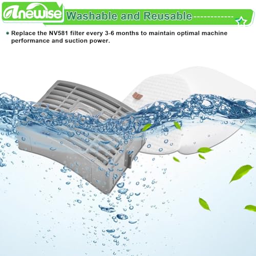 Image of Anewise 1+2 Filter Replacement for Shark Navigator NV586 NV581 NV581Q NV580 NV585 Powered Lift-Away DLX Upright Vacuum, 1 HEPA and 2 Foam Felt Filters, Part # XFFT580 & XHEP580