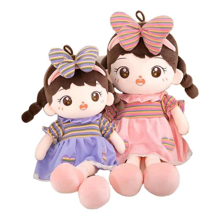 Image of Cotton Bow Band Princess Doll Cute Cuddly Baby Girl Soft Rag Plush Toddler Plush Toy Ragdoll Princess Sleeping Partner Doll Cuddly Doll for Girls