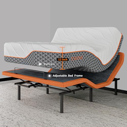 Image of ESHINE 12 inch Split King Adjustable Bed Frame Hybrid Matt with Massage | Bed Base, Ergonomic Incline, Pillow-tilt, Smart APP, Wireless Remote, Zero Gravity, Dual USB, Under Bed Light, 5000