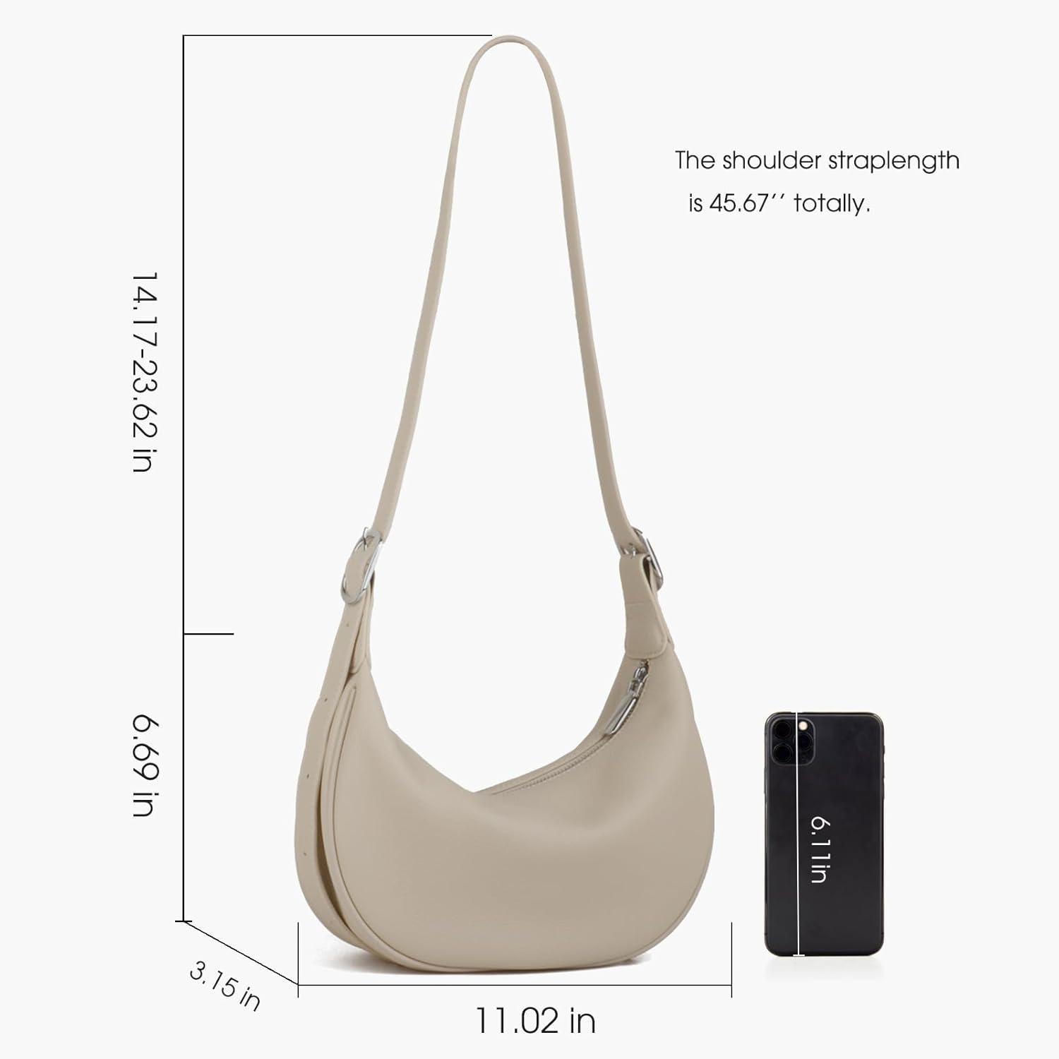 Casual Soft Leather Hobo Bags Women Crossbody, Trendy Crescent Shoulder Bag and Mini Purse - Image 2