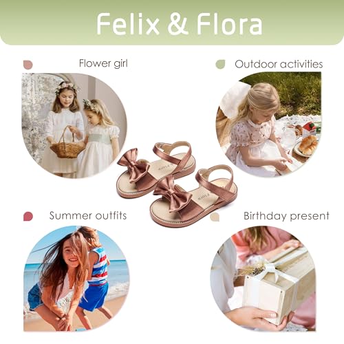 Image of Felix & Flora Toddler Girl Sandals - Little Girl Easter Dress Shoes Lightweight Open Toe Beach Holiday Flats