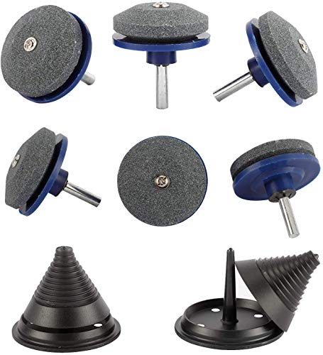 DasMorine Lot de 6 aiguiseurs de lames de tondeuse à gazon avec 2 équilibreurs de lames de tondeuse à gazon, universels, multi-aiguisés, rotatifs, meuleuses, pierre pour perceuse électrique manuelle