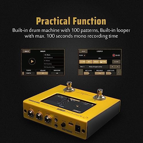 Image of Hotone Ampero Mini MP-50 MG Guitar Bass Amp Modeling IR Cabinets Simulation Multi Language Multi-Effects with Expression Pedal Stereo OTG USB Audio Interface (MARIGOLD)