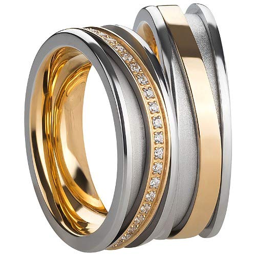 Jewellery Depot Wedding Rings Partner Rings Engagement Rings Stainless Steel with Zirconia + Engraving Proposal Rings Wedding Rings