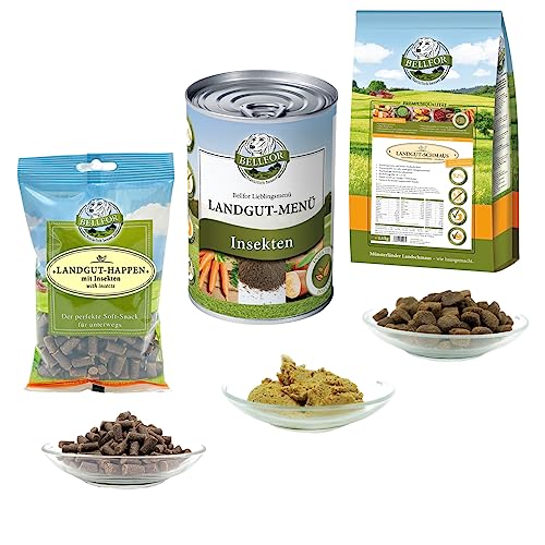 Bellfor Futterset für Dalmatiner Hochwertige Hypoallergenes Getreidefreies Nassfutter 400 g und Trockenfutter mit Insekten 2,5 kg mit Soft-Snacks 200 g