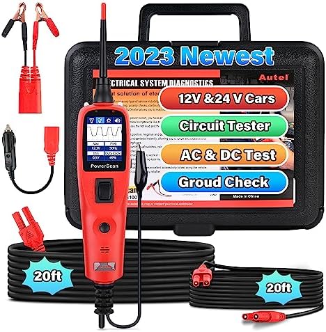 Autel PowerScan PS100 Circuit Test Tool, 12V 24V Automotive Electrical System Tester, Read AC DC Voltage Resistance, Component Activation, Short Finder, Test Ground & Continuity, 20ft Extension Cable