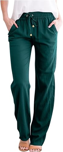 MKLUNJOP Palazzo Pants for Women Casual Ankle Summer Linen 2