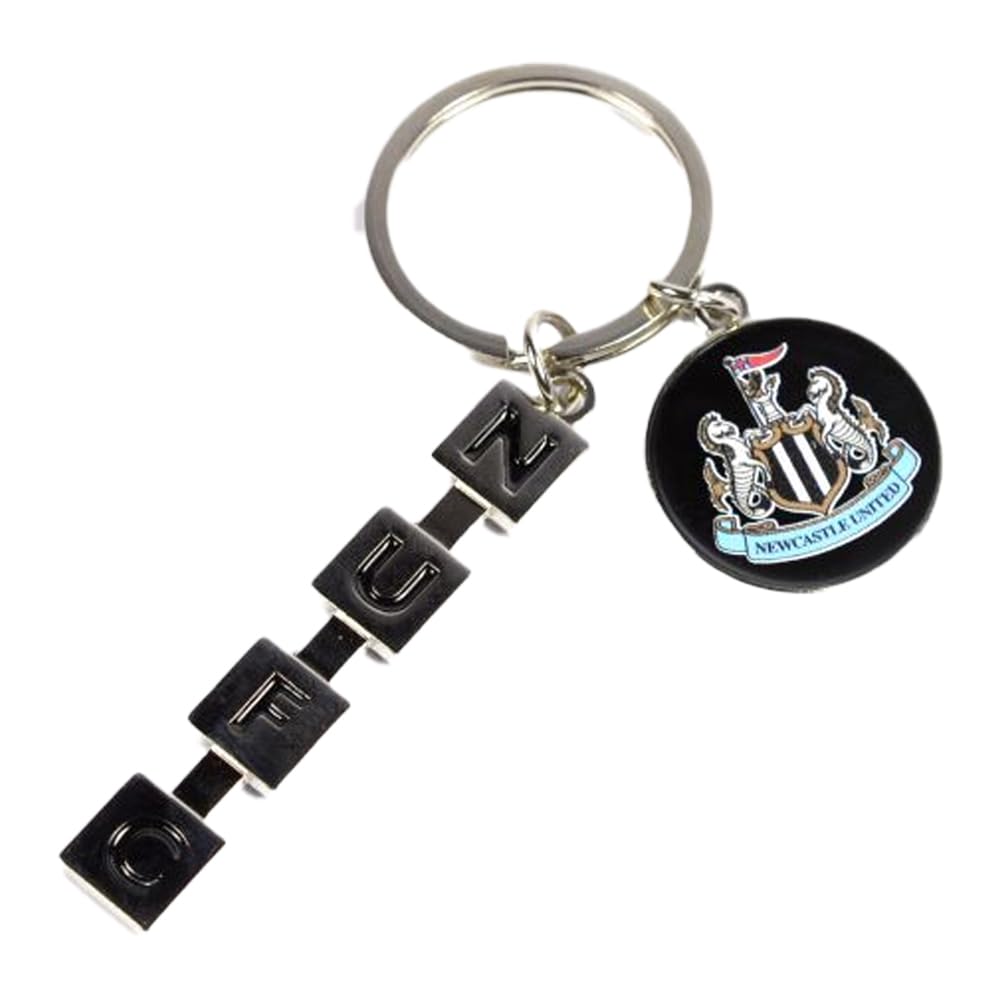 Newcastle United Unisex Silver And Black Official Compatible Letter Keyring With Club Crest Charm