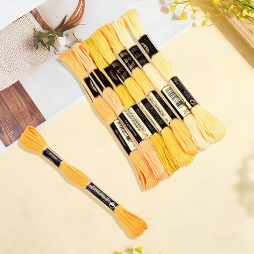 Image of 8 Skeins 70 Yards 6 Strands Yellow Embroidery Assorted Floss Threads Friendship Gradient Bracelet String Cross Stitch Thread Yarn Bulk Set for Sewing Bracelets Hand Making DIY Art Crafts