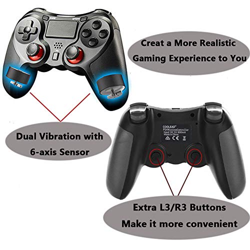 Wireless Bluetooth Gamepads Controller for ps4/ps4 pro with Touchpad Function,Game Joystick with Dual Shock Vibration and Trigger Buttons for Playstation 4 Windows System (Black)