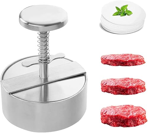 Prensa de hamburguesa ajustable de acero inoxidable para hamburguesas antiadherente, molde para hamburguesas para carne vegetariana, carne de res,