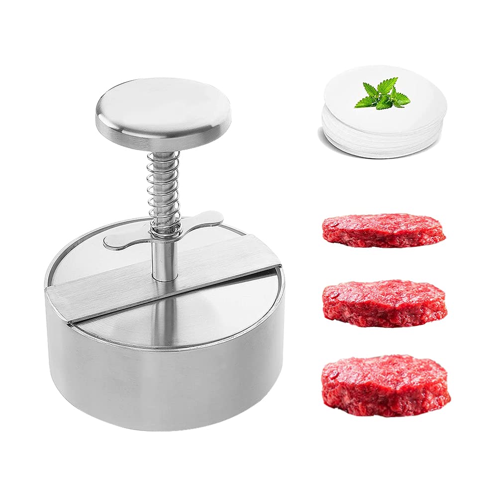 Regulowana prasa do burgerów ze stali nierdzewnej hamburger patty Maker nieprzywierająca forma do burgerów, do warzyw, mięsa, wołowiny, wieprzowiny, sera jagnięcego, halal, grilla, grilla, ze