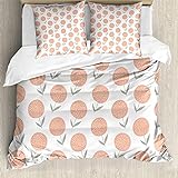 abakuhaus botanico set copripiumino, pastello floral spring, arredamento del letto, 3 pezzi con 2 federe cuscini, 155 x 200 cm - 80 x 80 cm, peach verde salvia