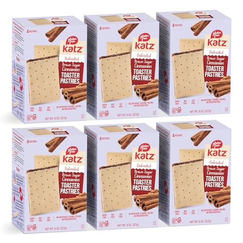 Image of Katz Gluten Free Unfrosted Cinnamon Toaster Pastries. School Snacks. Free of Dairy, Peanuts, Tree Nuts, and Sesame, No Artificial Color. Kosher. 8oz (6pk)