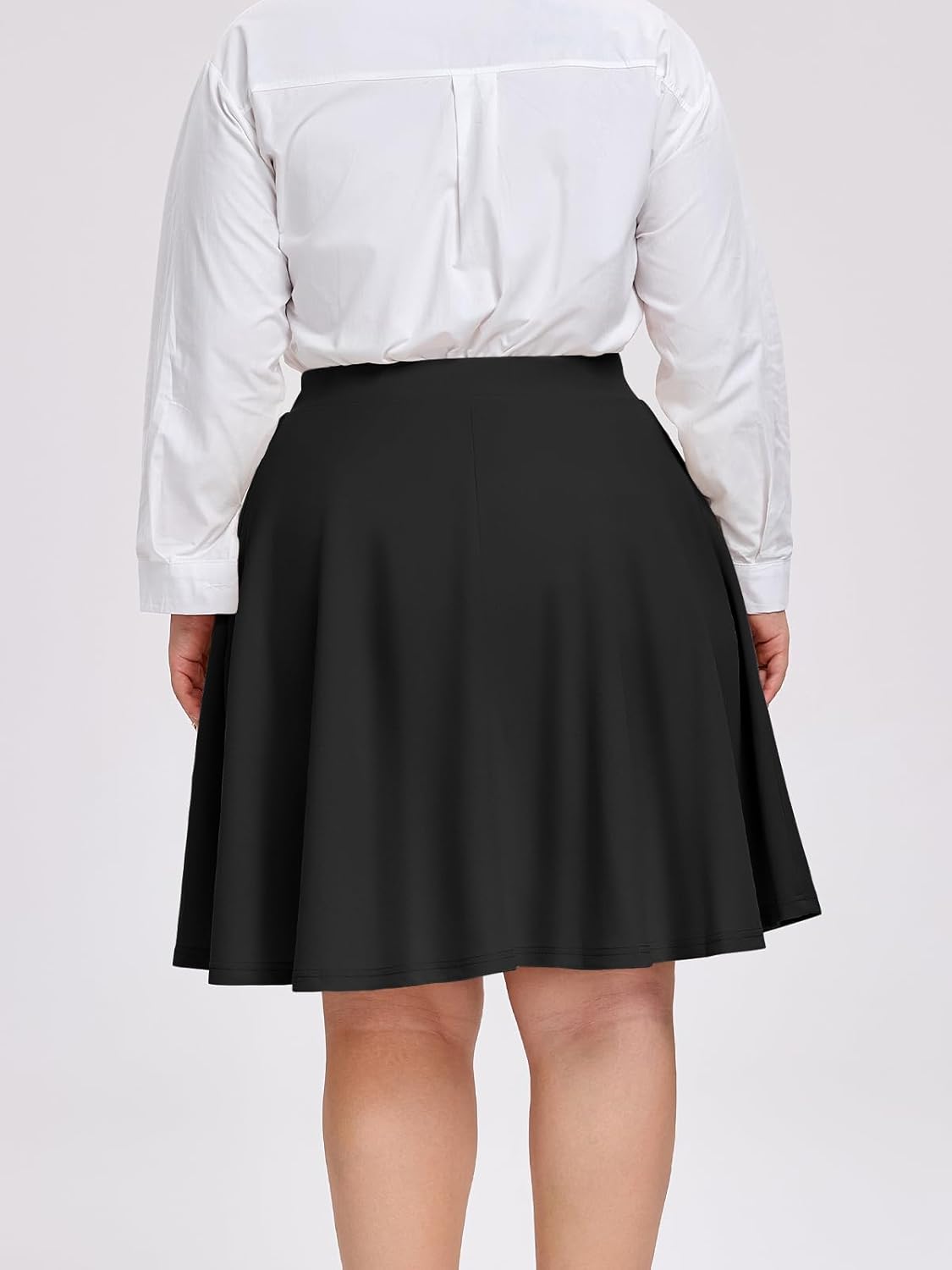 Moon Wood Women Plus Size Midi Skirt Vintage High Waist A-line Casual Skirts with Pockets - Image 5