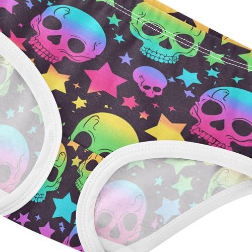 Wusikd Skull Rainbow Girls' Underwear Cotton Colored Girls Briefs Soft Toddler Underwear 2T4