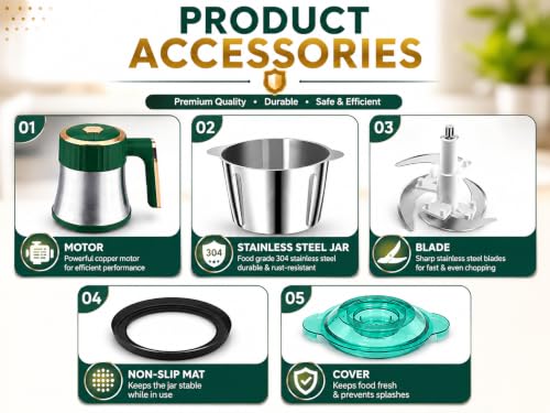 Image of Electric Chopper for Kitchen 2L Electric Meat Grinder with Handle, Stainless Steel Portable Machine, 4 Sharp Blades, 4 Speed Modes, 800W Heavy Food Chopper for Meat, Vegetables Mixer Grinder Blender