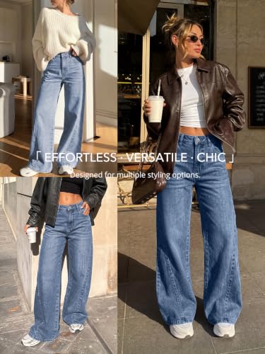 Trendy Queen Women's Wide Leg Jeans Casual Stretchy Baggy Denim Pants 2026 | Mid-Rise Waist Relaxed Loose Fit Straight Leg Daily Outings Work Travel Fall Winter Clothes - image 6