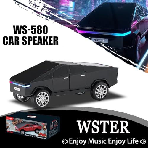 Image of WSTER WS-580 Cyberpunk Truck Bluetooth Speaker with Display (Black) | Cyberpunk Truck Design, Display Screen & LED Lights, TWS Stereo & FM Radio, USB /TF Playback, Built-In Mic