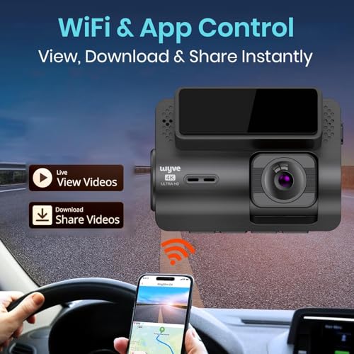 Image of Wyve i440 4K Dual Dashcam Front True 4K + Rear 1080p, Built-in GPS, WiFi, Mic, Free Parking Kit,2.0 inch IPS Display, 170 Wide Angle, App,G-Sensor,Novatek High Performance Chipset, Supports 256GB(2026)