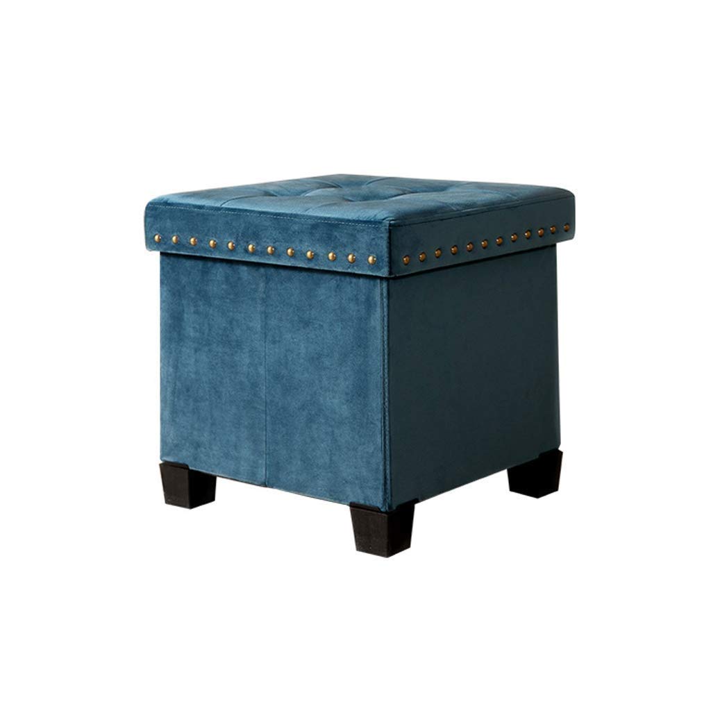 Pouf de rangement mignon en velours bleu pour décorer une chambre d'enfant