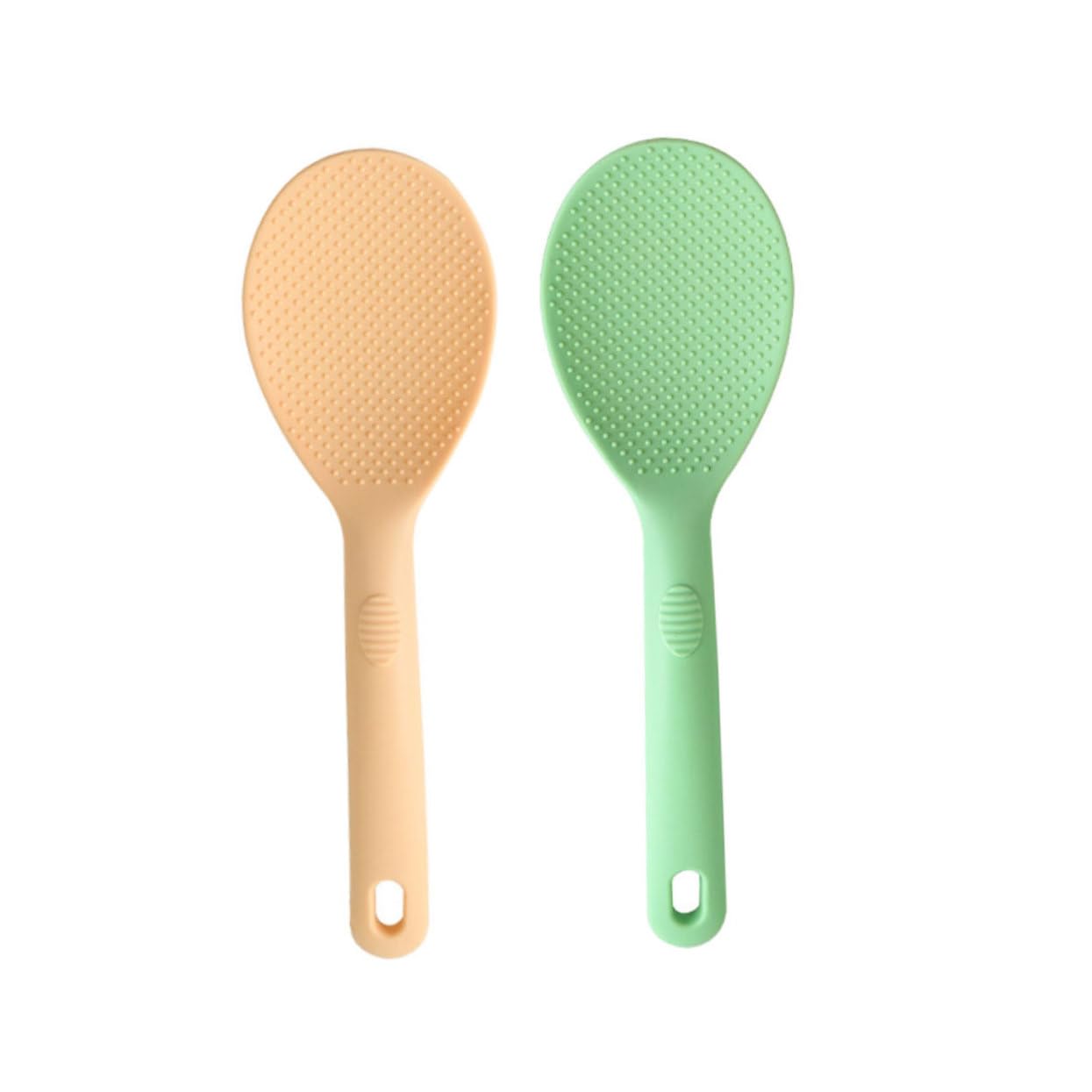 Cabilock 2pcs Non Stick Portable Rice Spoons with Long Handle Kitchen Gadget for Easy Serving and Cleaning for Home Cooking and Rice Preparation