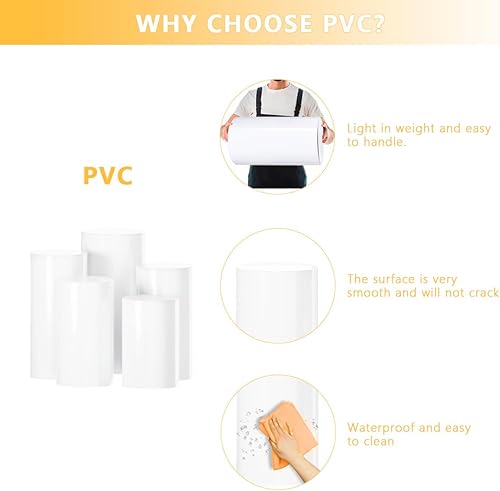 Miniatura 24 de VINCIGANT Juego de 3 mesas cilíndricas de metal para fiestas, juego de 3 mesas cilíndricas decorativas para fiestas, pedestales de exhibición