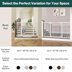 Cumbor 29.7-46" Baby Gate for Stairs, Toddler Safety Essentials for The House, Auto Close Dog Gate for Doorways, Mom's Choice Awards Winner-Easy Install Pressure Mounted Pet Gates for Dogs, White Cumbor 297 46 Baby Gate for Stairs Toddler Safety Essentials for The House Auto Close Dog Gate for Doorways Moms Choice Awards Winner Easy Install Pressure Mounted Pet Gates for Dogs White