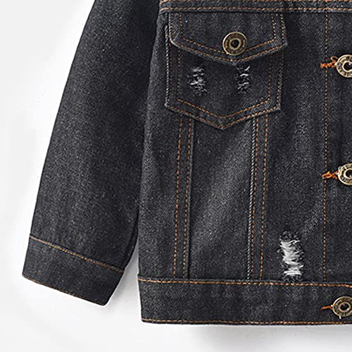 Toddler Children Outwear Autumn Winter Long Sleeve Denim Jacket Blouse Boys Black Short Girls Clothes Size 6 to 72