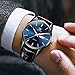 OLEVS Men's Watch Black Faux-Leather Band Inexpensive Quartz Watch Men Blue Face Classic Three Hands Mens Minimalist Watches Stainless Steel Simple Round Water Resistant Men Dress Watches for Father