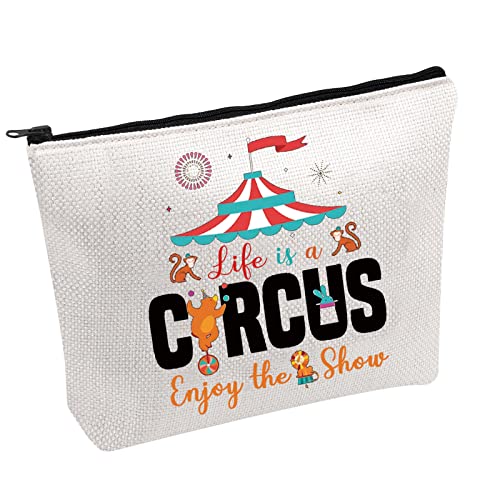 FOTAP Circus Gift Carnival Staff Circus Makeup Bag Life Is A Circus Zipper Pouch Carnival Lover Cosmetics Bag Event Security Ringmaster Lover Gift (Circus)