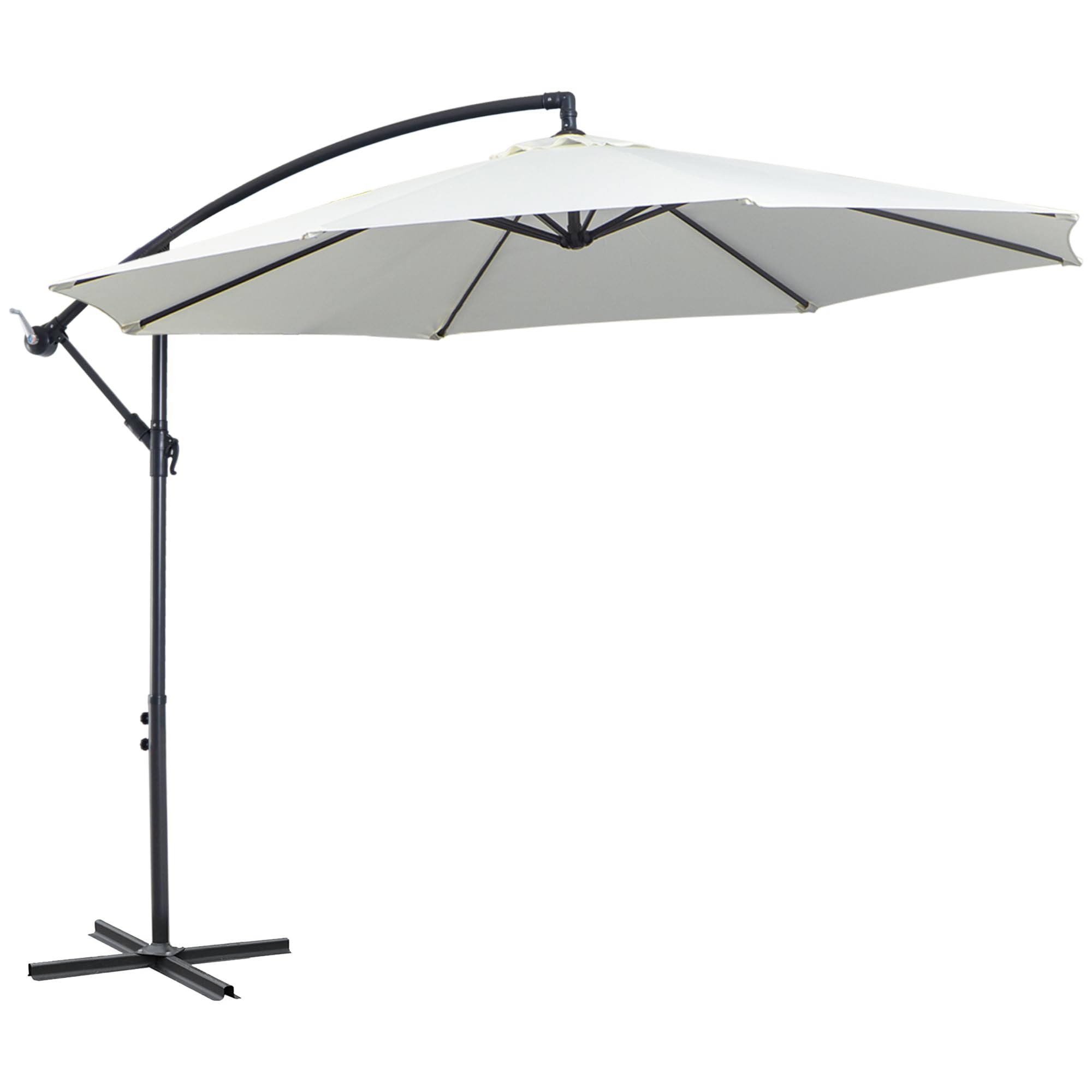 Outsunny Parasol Excéntrico Ø 295 cm Sombrilla de Jardín con Ángulo Ajustable Base Cruzada y Manivela Sombrilla para Terraza Patio