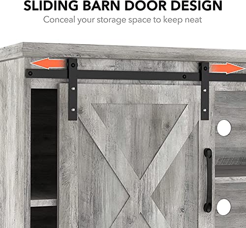 Amyove Farmhouse Tv Stand For 65 Inch Tv, Entertainment Center Tv Media Console Table, Tall Tv Stand With Storage, Barn Doors And Shelves, Grey Modern Tv Console Cabinet Furniture For Living Room #TOP3