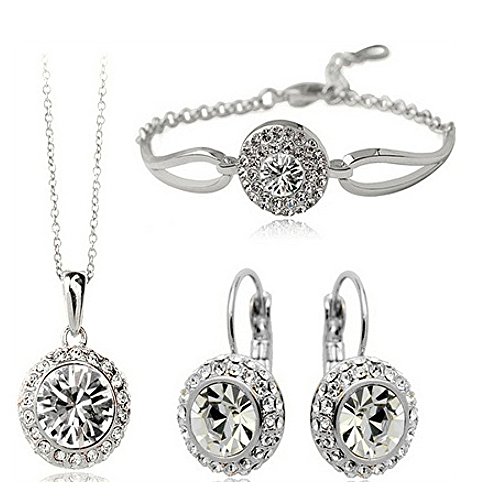 Preisvergleich Produktbild Schmuck-Set Kette, Ohrringe und Armband Kristall Strass-Steine